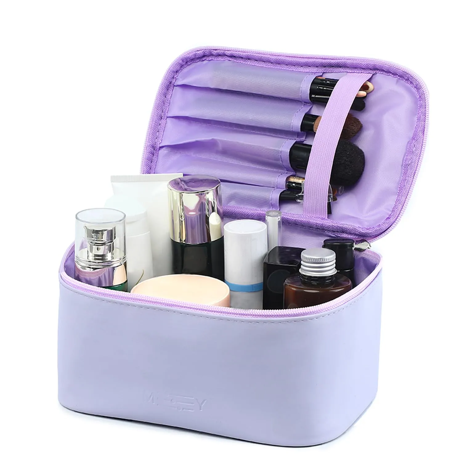Meiyuuo Makeup Bag Cosmetic Bags Small for Women Zipper Pouch for Purse Essentials Makeup Organizer Waterproof Cute (Light Lavender Purple)