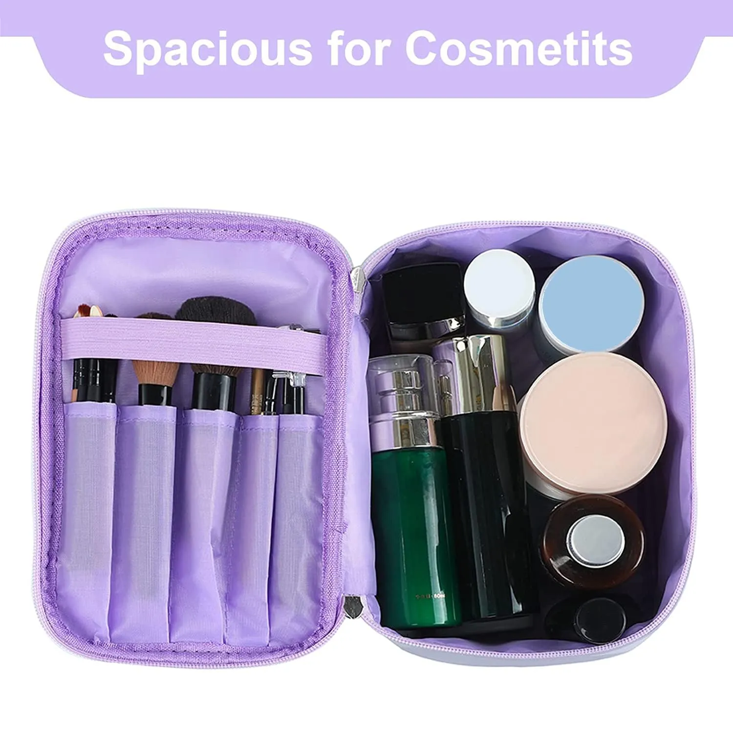 Meiyuuo Makeup Bag Cosmetic Bags Small for Women Zipper Pouch for Purse Essentials Makeup Organizer Waterproof Cute (Light Lavender Purple)