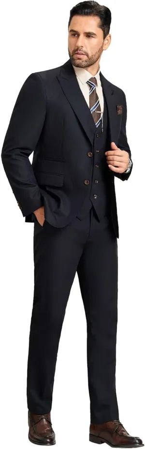 Men 3 Pieces Suits Slim Fit Formal Men Suit Blazer Vest Pants Peak Lapel Suits for Men 1 Button Prom Business Mens Tuxedo