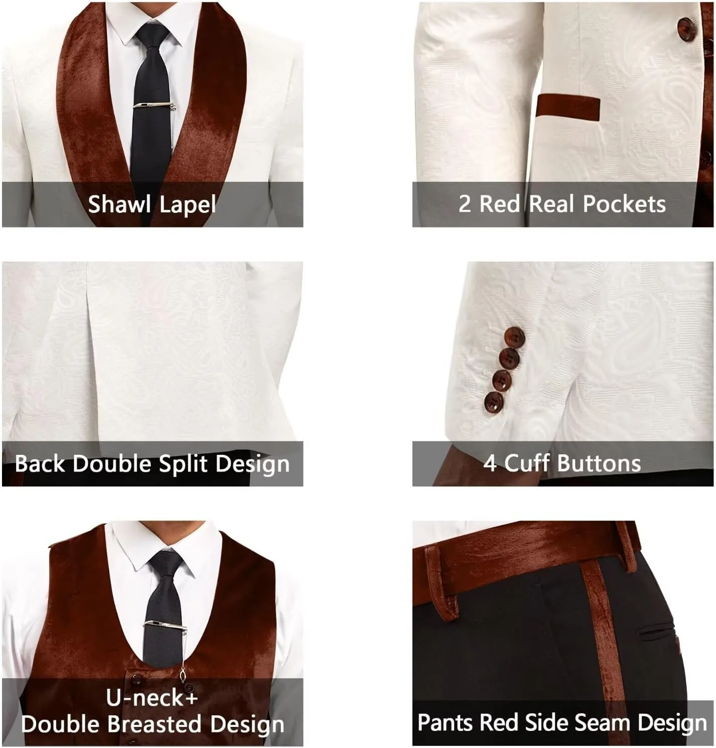 Men Suits Slim Fit 3 Piece Suit Men Shawl Lapel Men Dress Suit Pants Blazer Vest 1 Button Formal Suits for Men Prom Tuxedo