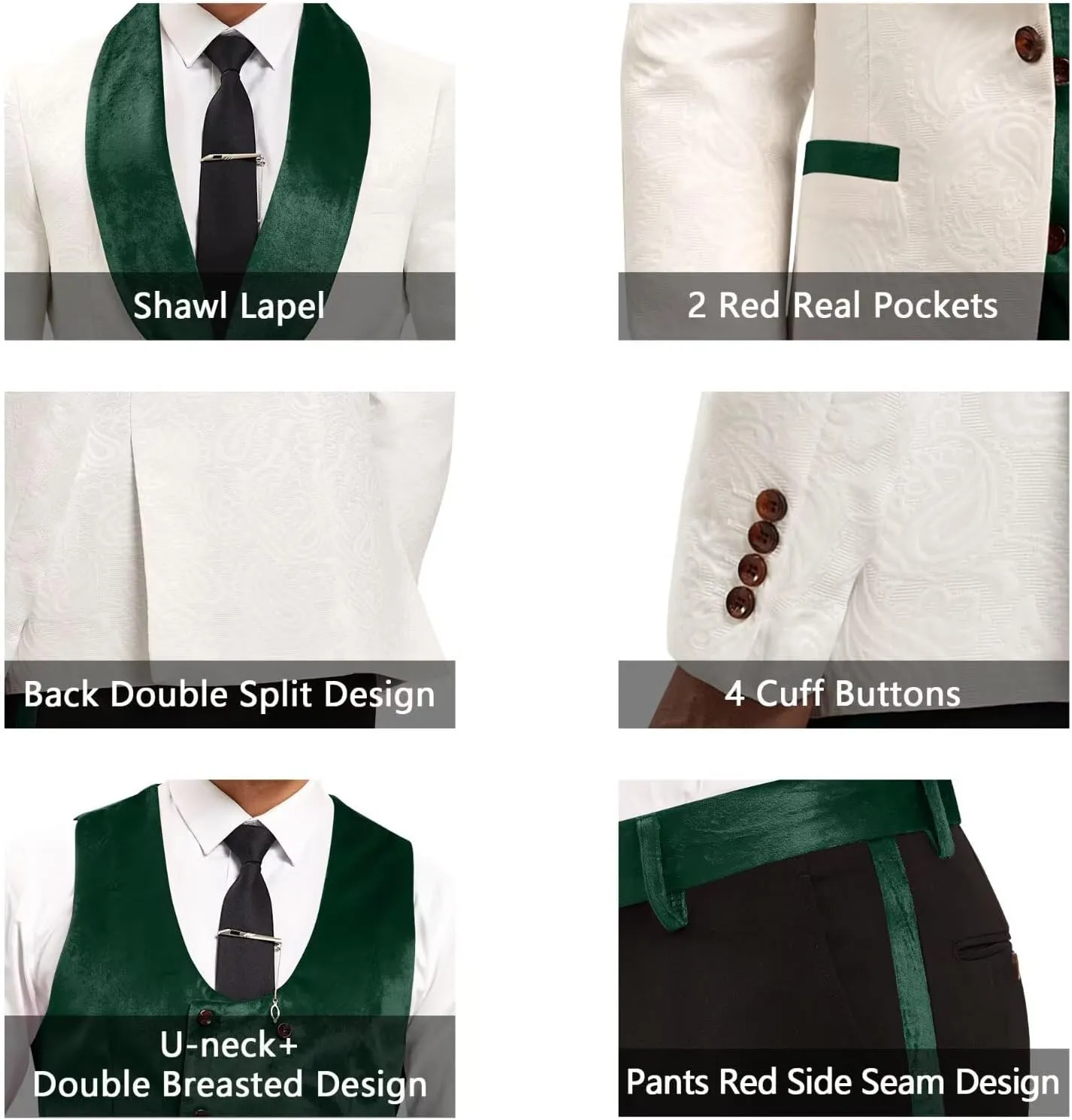 Men Suits Slim Fit 3 Piece Suit Men Shawl Lapel Men Dress Suit Pants Blazer Vest 1 Button Formal Suits for Men Prom Tuxedo
