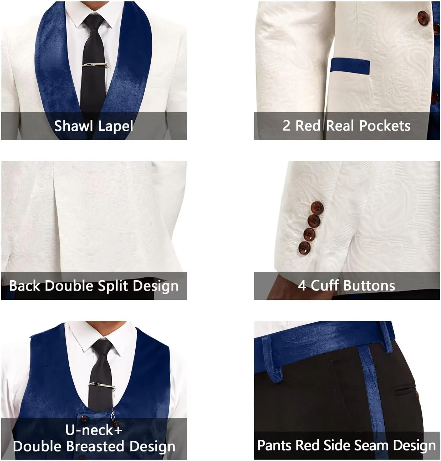 Men Suits Slim Fit 3 Piece Suit Men Shawl Lapel Men Dress Suit Pants Blazer Vest 1 Button Formal Suits for Men Prom Tuxedo