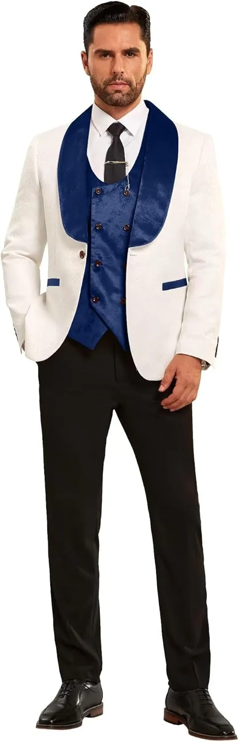 Men Suits Slim Fit 3 Piece Suit Men Shawl Lapel Men Dress Suit Pants Blazer Vest 1 Button Formal Suits for Men Prom Tuxedo