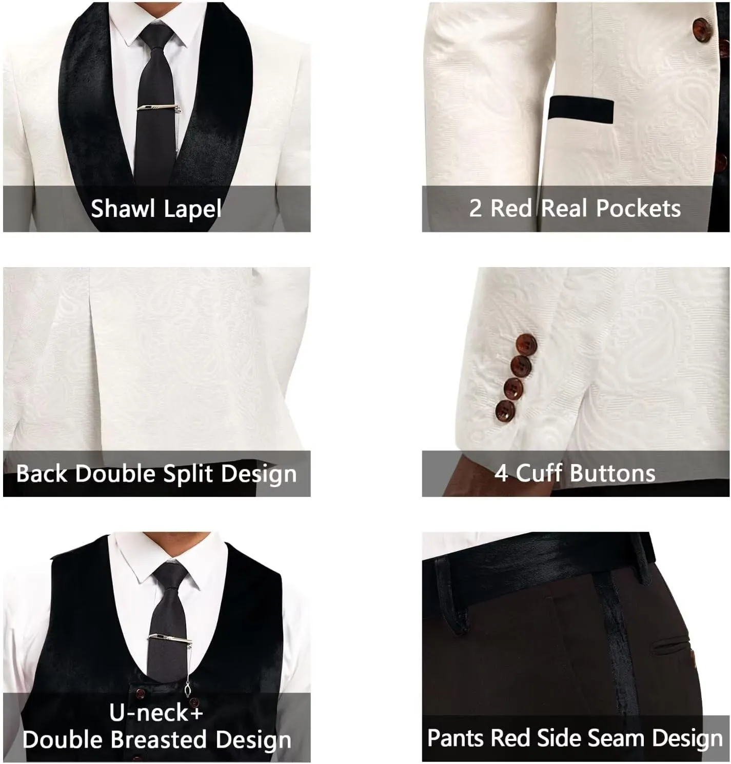 Men Suits Slim Fit 3 Piece Suit Men Shawl Lapel Men Dress Suit Pants Blazer Vest 1 Button Formal Suits for Men Prom Tuxedo