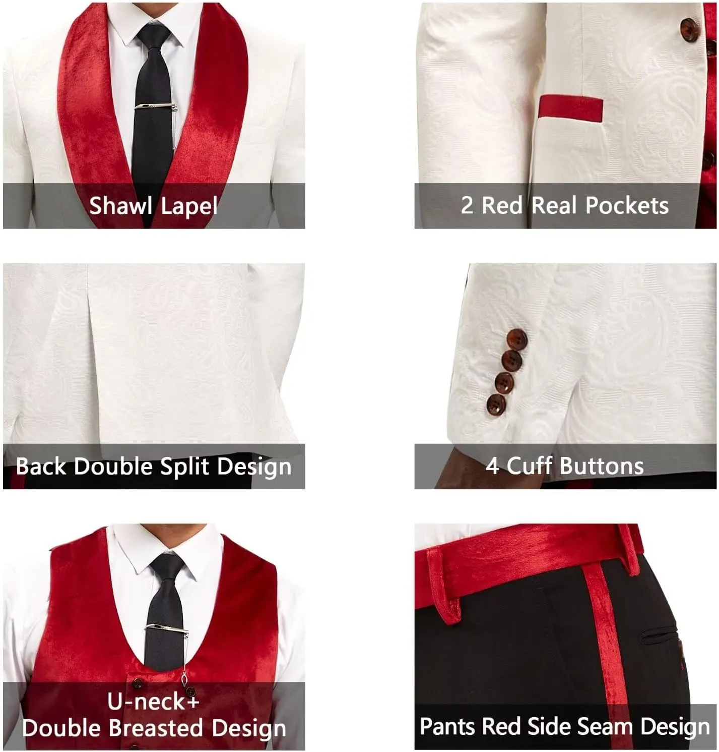 Men Suits Slim Fit 3 Piece Suit Men Shawl Lapel Men Dress Suit Pants Blazer Vest 1 Button Formal Suits for Men Prom Tuxedo