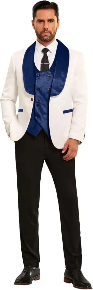 Men Suits Slim Fit 3 Piece Suit Men Shawl Lapel Men Dress Suit Pants Blazer Vest 1 Button Formal Suits for Men Prom Tuxedo