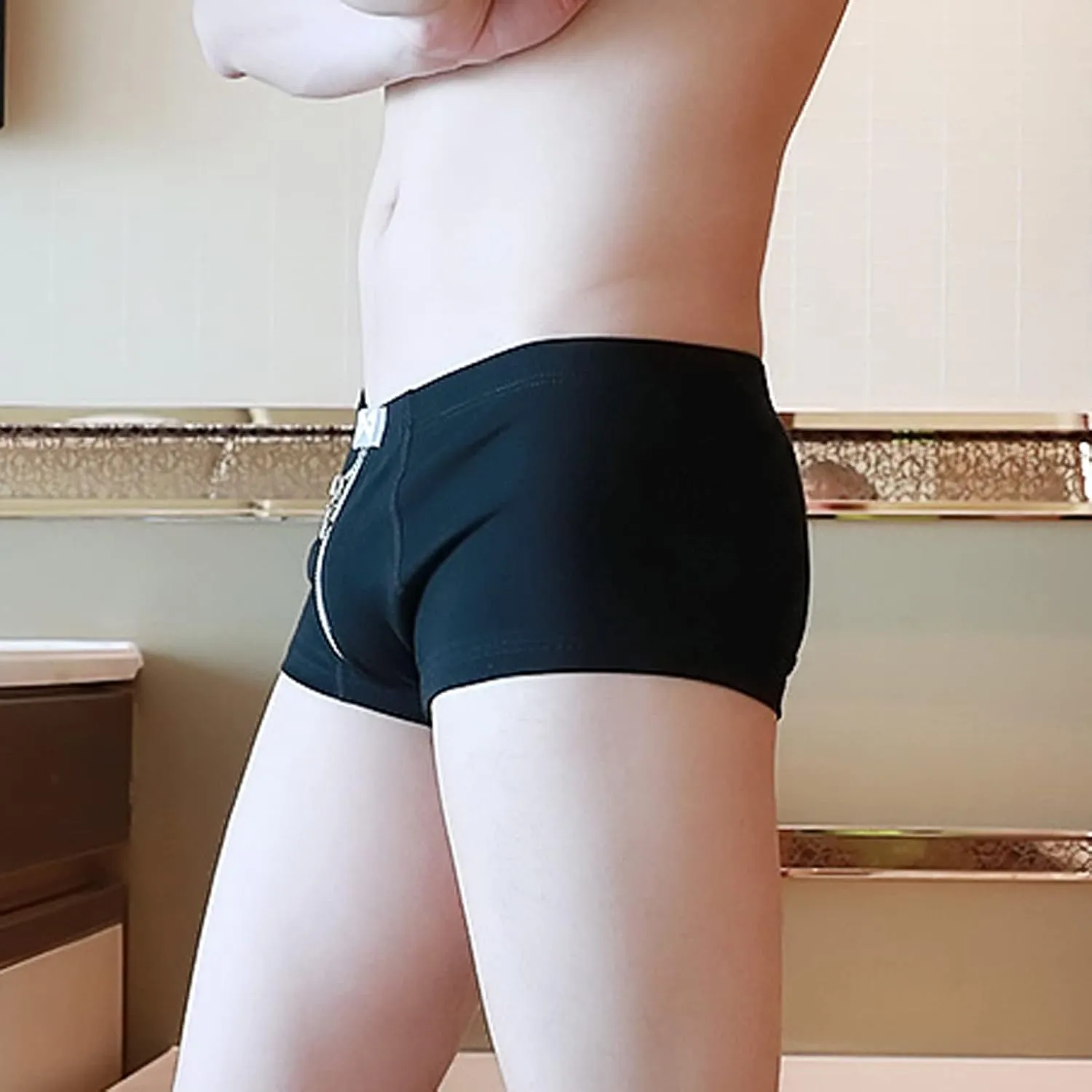 Mens Dual Pouch Elephant Underwear Trunk Boxer Briefs with Cup Pouch Custom Latest Mens Underwear