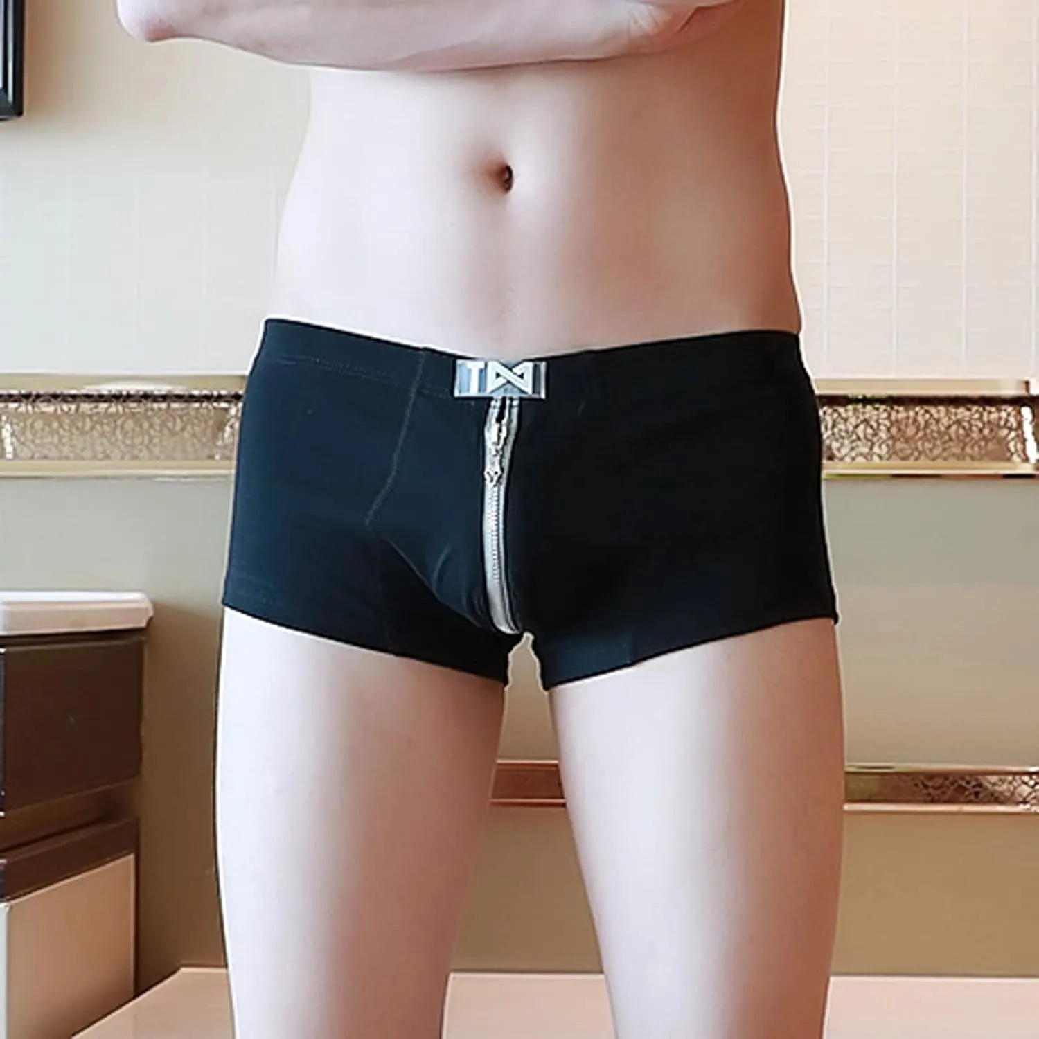 Mens Dual Pouch Elephant Underwear Trunk Boxer Briefs with Cup Pouch Custom Latest Mens Underwear