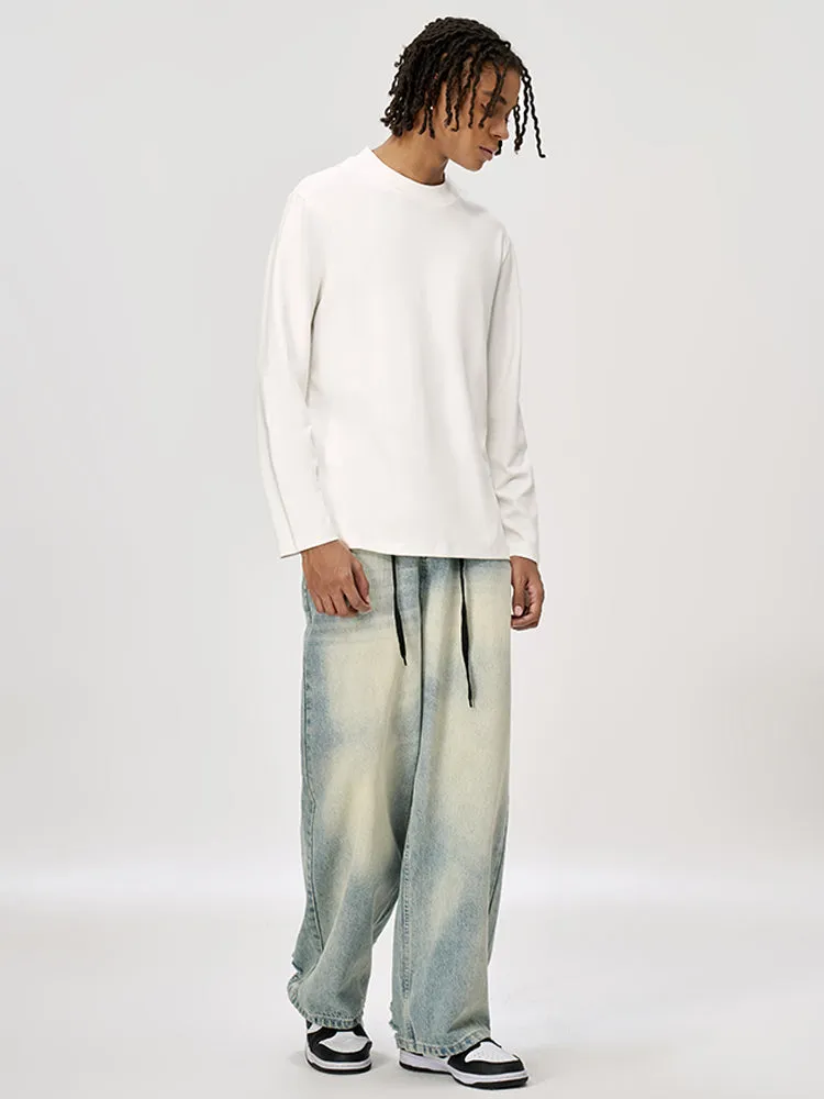 Men's Long-Sleeve Round Neck T-Shirt, Loose and Skin-Friendly Base Layer