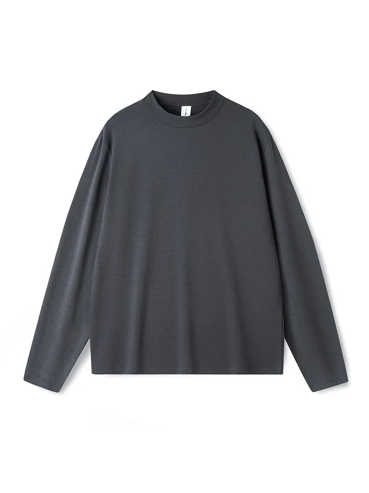 Men's Long-Sleeve Round Neck T-Shirt, Loose and Skin-Friendly Base Layer