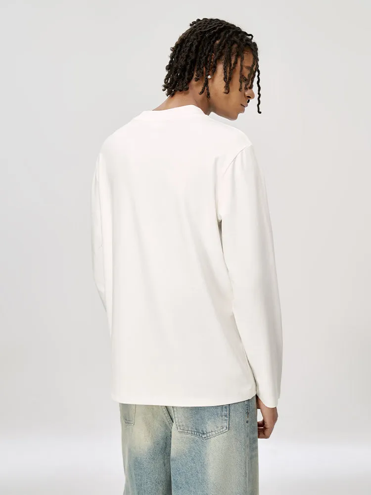 Men's Long-Sleeve Round Neck T-Shirt, Loose and Skin-Friendly Base Layer