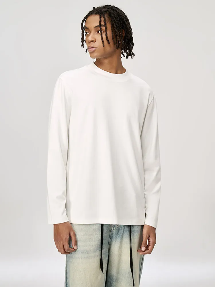 Men's Long-Sleeve Round Neck T-Shirt, Loose and Skin-Friendly Base Layer
