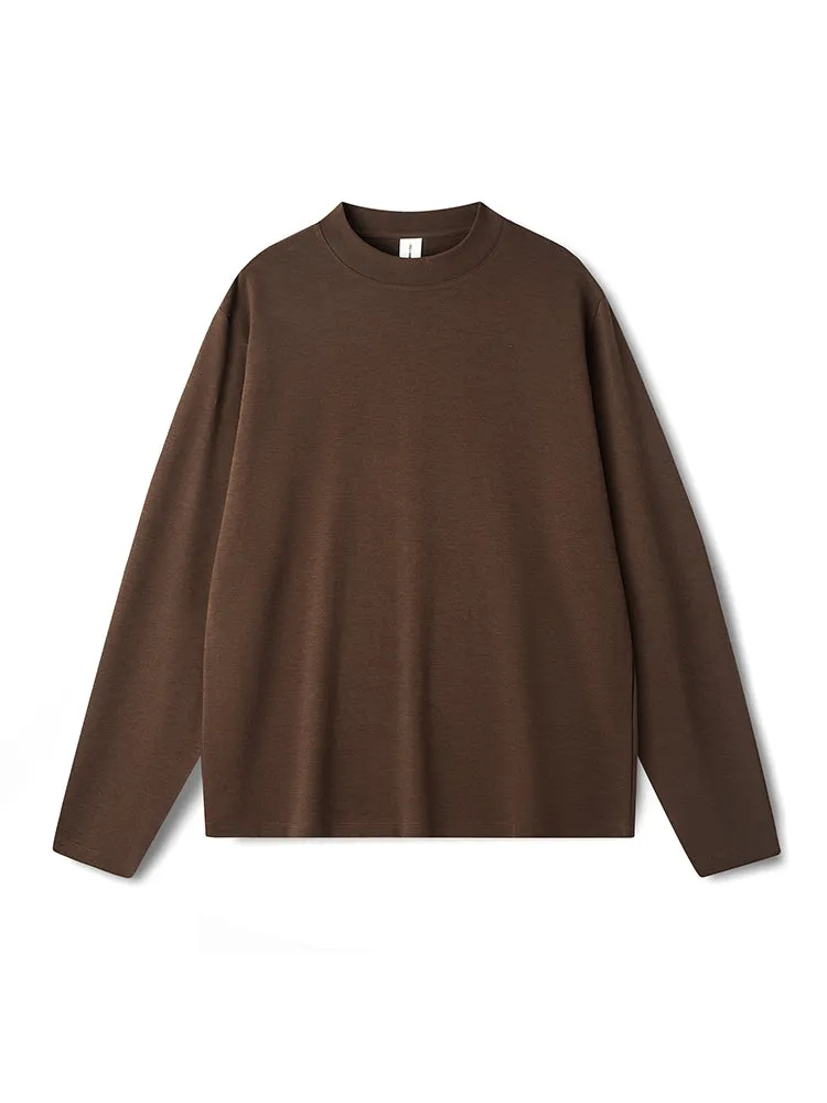 Men's Long-Sleeve Round Neck T-Shirt, Loose and Skin-Friendly Base Layer