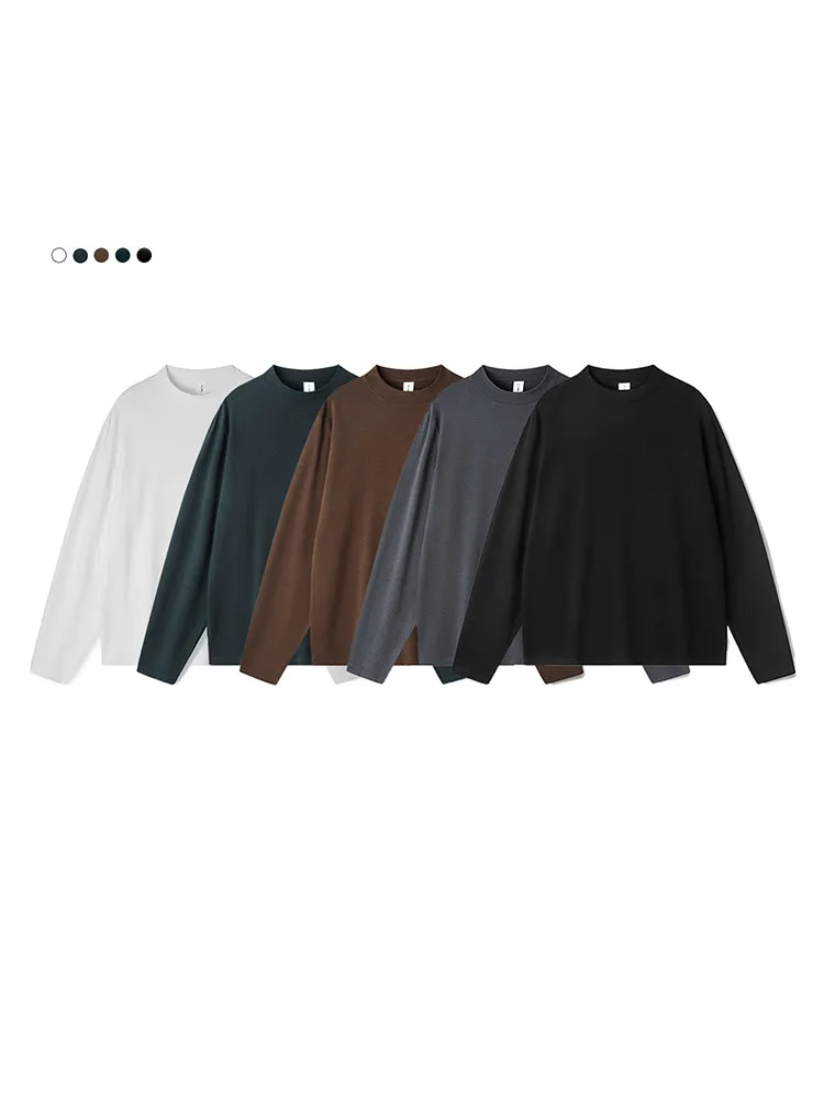 Men's Long-Sleeve Round Neck T-Shirt, Loose and Skin-Friendly Base Layer