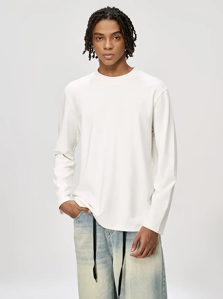 Men's Long-Sleeve Round Neck T-Shirt, Loose and Skin-Friendly Base Layer