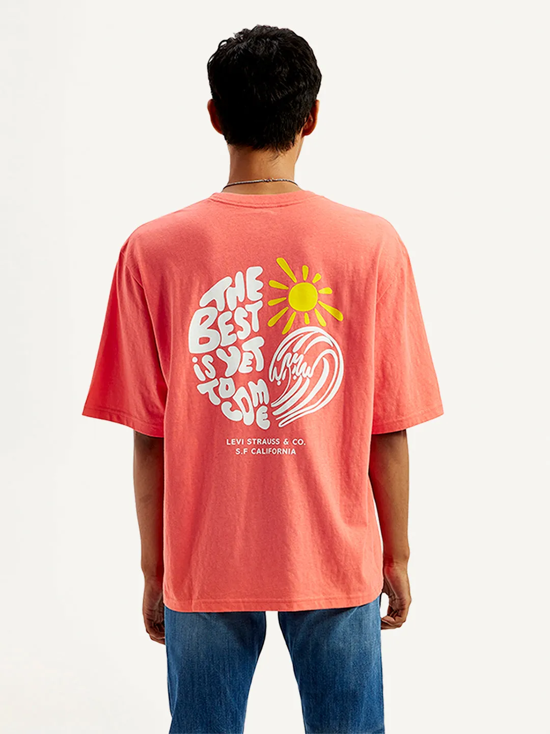 Men's Solid Loose Fit Graphic T-Shirt