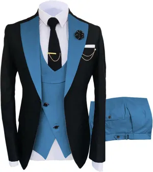 Men's Suit Slim Fit - 3 Piece Suits for Men One Button Blazer Wedding Party Prom Jacket Vest & Pants Set