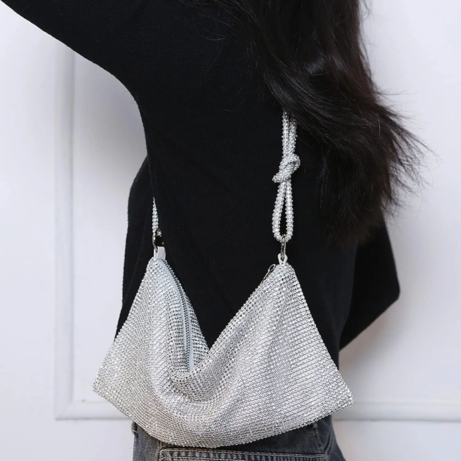 MIFXIN Women Rhinestone Bag Bling Purse Sparkly Evening Bag Lady Girls Crystal Clutch Purse Shoulder Bag Handbag