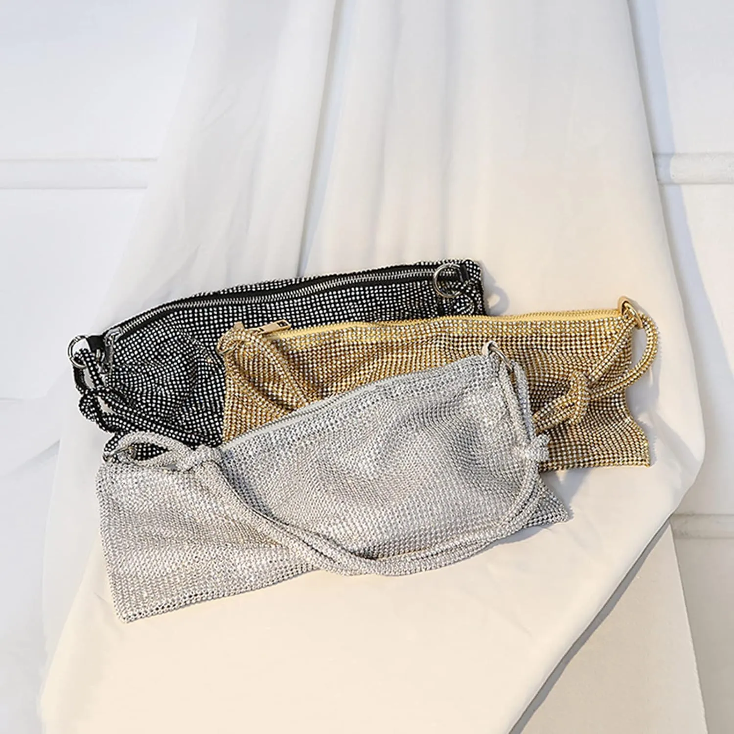 MIFXIN Women Rhinestone Handbag Evening Bag Lady Girl Bling Crystal Purse Clutch Shoulder Bag for Wedding Party