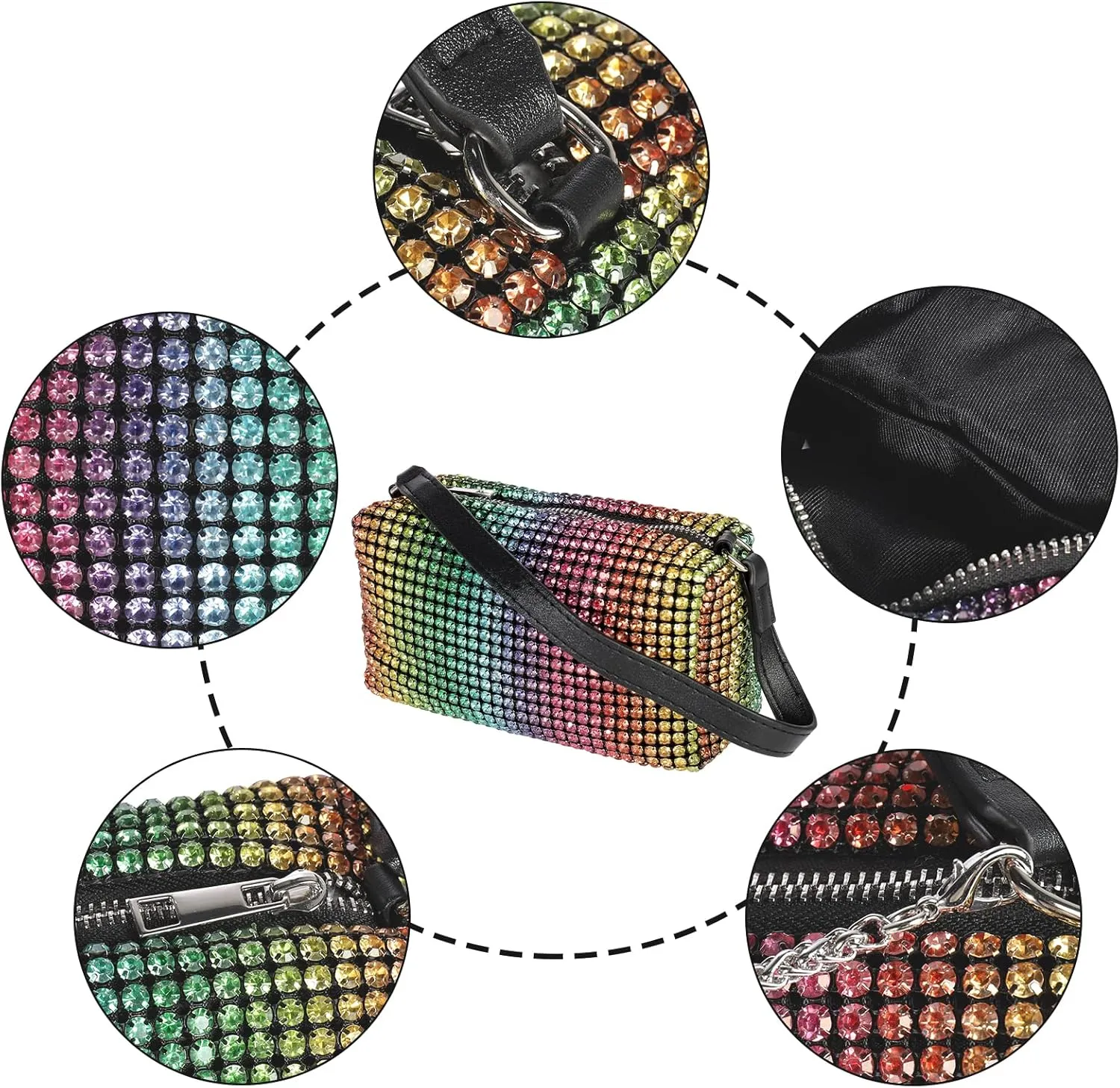 MIFXIN Women Rhinestone Handbag Evening Bag Lady Girl Bling Crystal Purse Clutch Shoulder Bag for Wedding Party