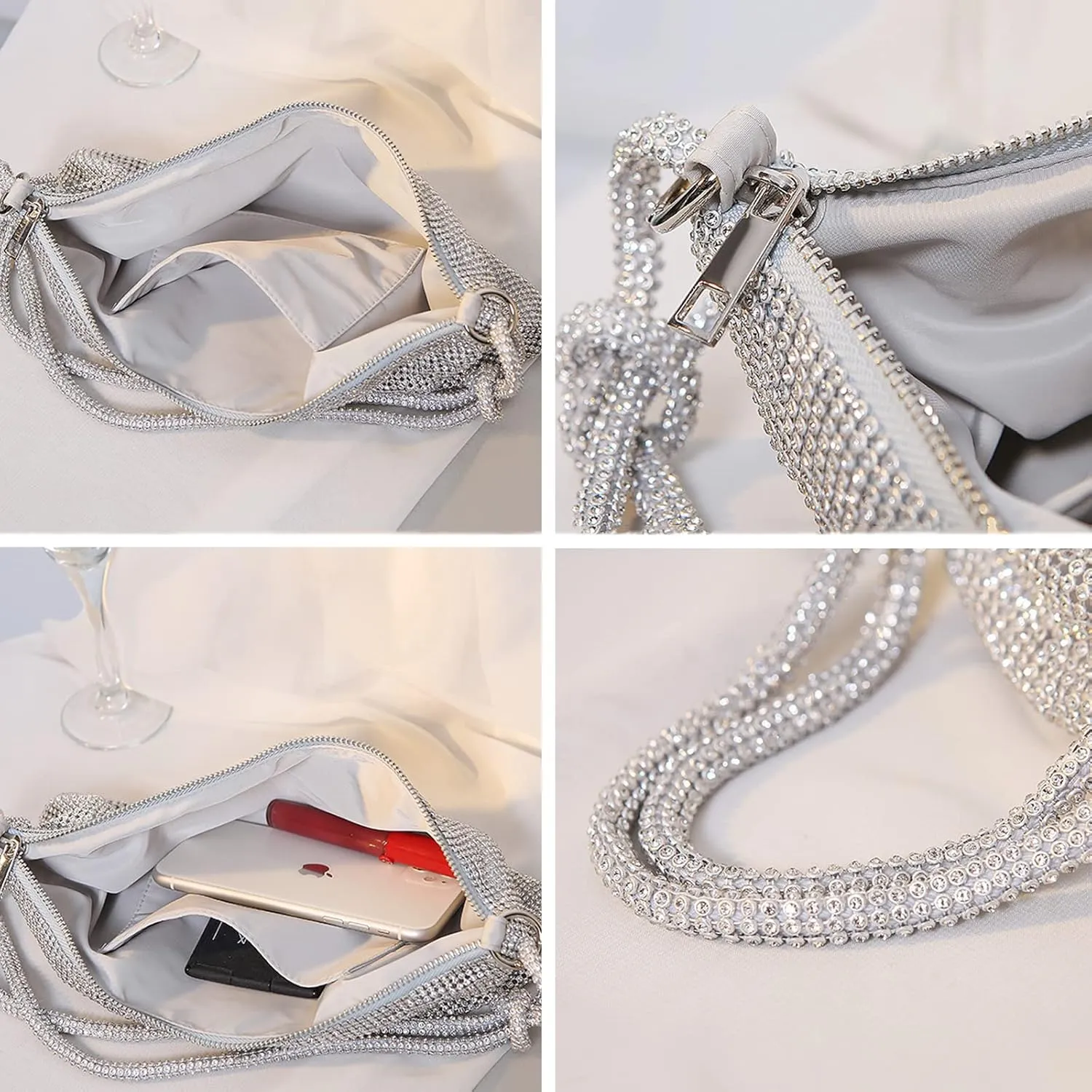 MIFXIN Women Rhinestone Handbag Evening Bag Lady Girl Bling Crystal Purse Clutch Shoulder Bag for Wedding Party