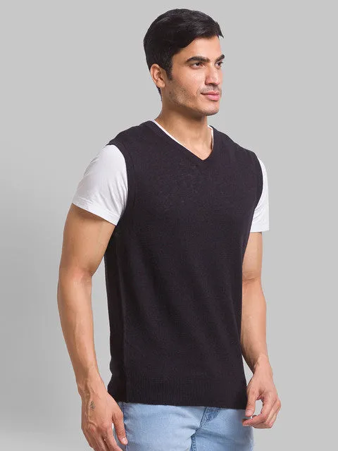 Parx Men Black Solid Wool Blend Sweater
