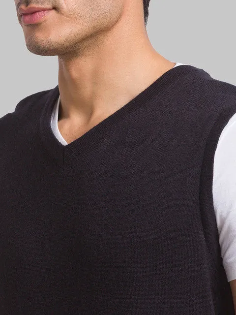 Parx Men Black Solid Wool Blend Sweater