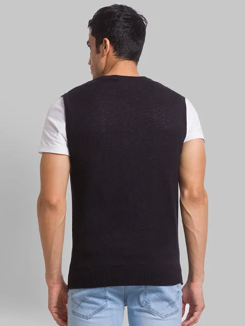 Parx Men Black Solid Wool Blend Sweater