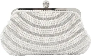 Pearl Evening Bag for Women Rhinestone Clutch Bag Beaded Handbag Bridal Wedding Purse Elegant Crystal Shoulder Bag