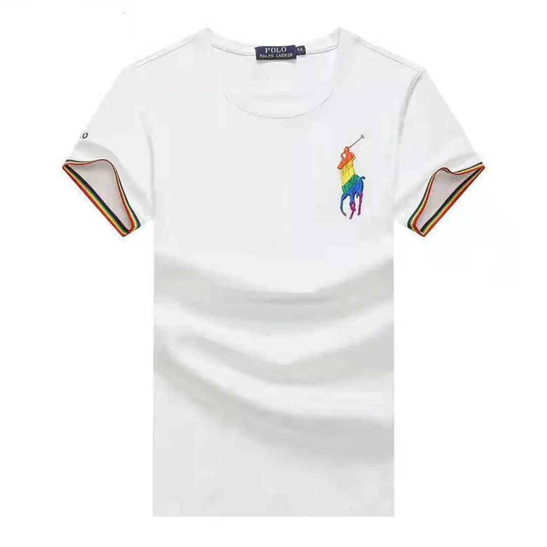 PRL Custom Fit Logo Designed Cotton T-shirt - White