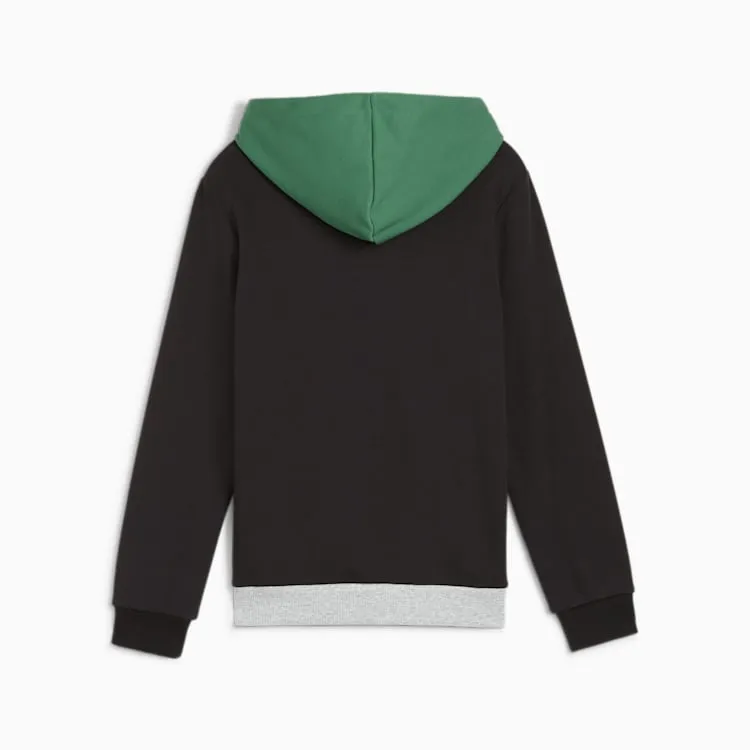 PUMA JUNIOR GREEN ESS FT BLOCK HOODIE