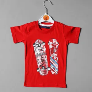 Red Color Printed T-Shirts for Boys