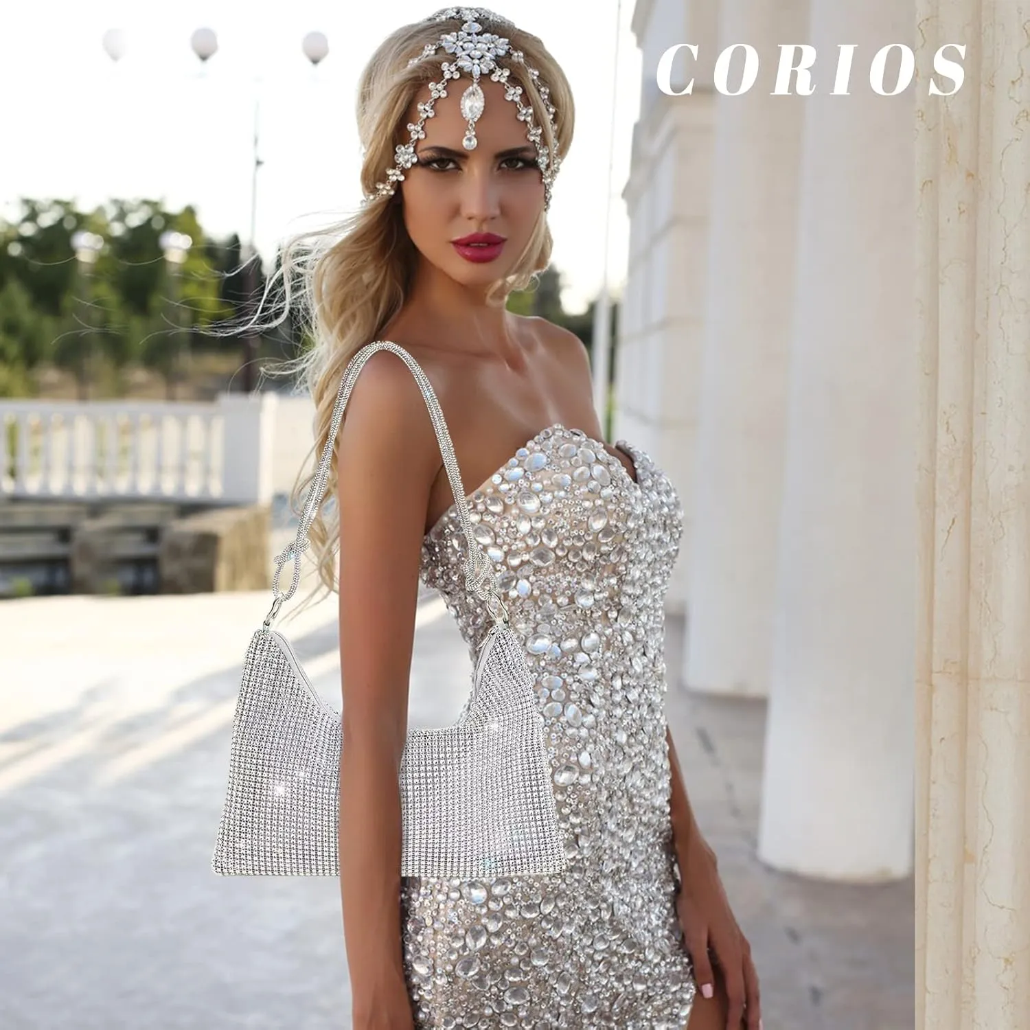 Rhinestone Purses for Women Crystal Clutch Bag Wedding Purse Bling Hobo Bag