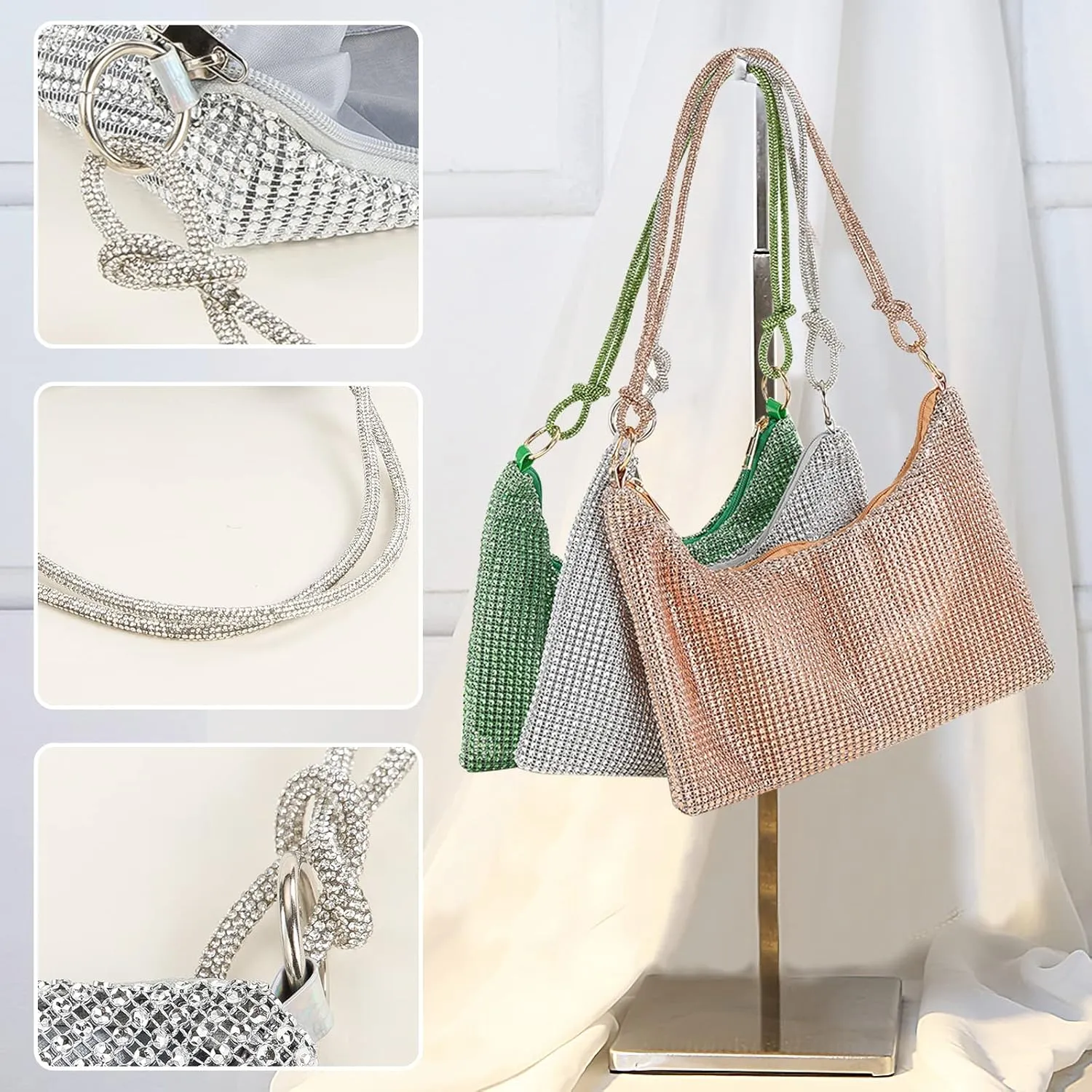 Rhinestone Purses for Women Crystal Clutch Bag Wedding Purse Bling Hobo Bag