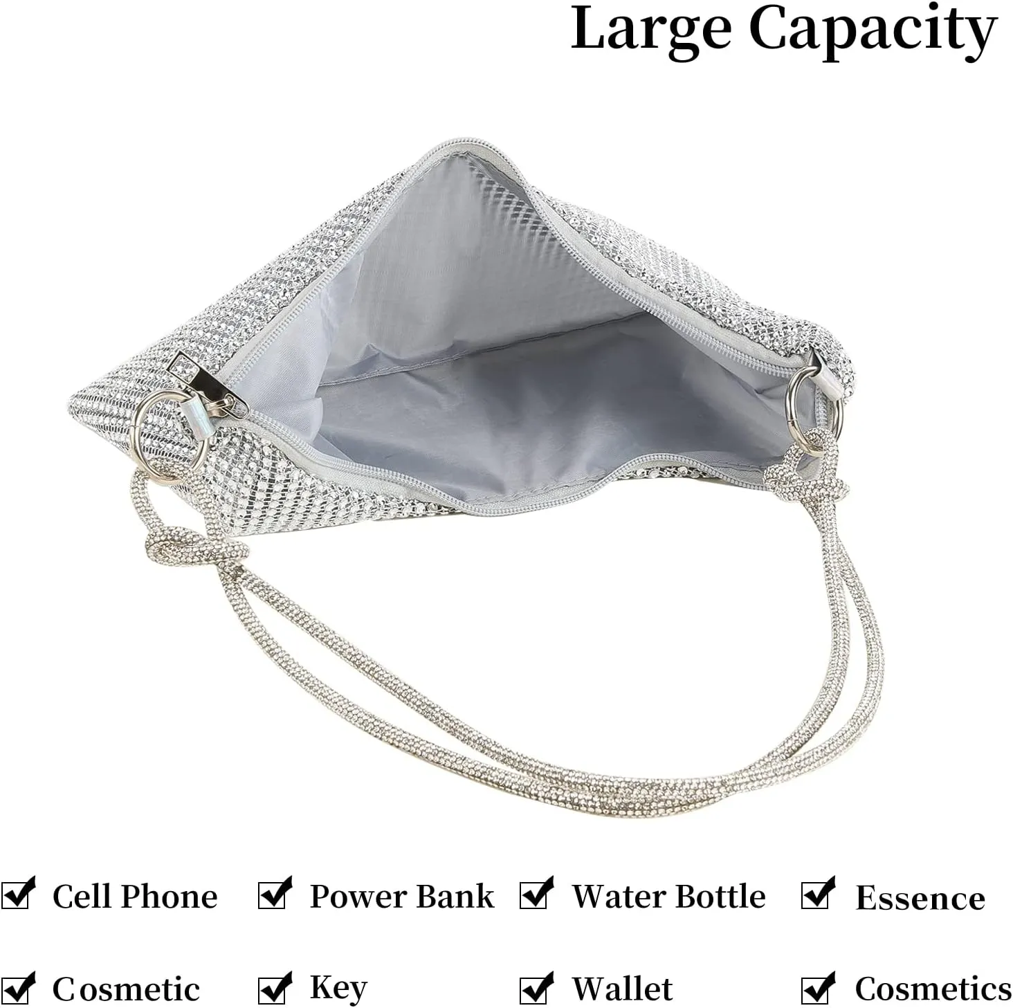 Rhinestone Purses for Women Crystal Clutch Bag Wedding Purse Bling Hobo Bag
