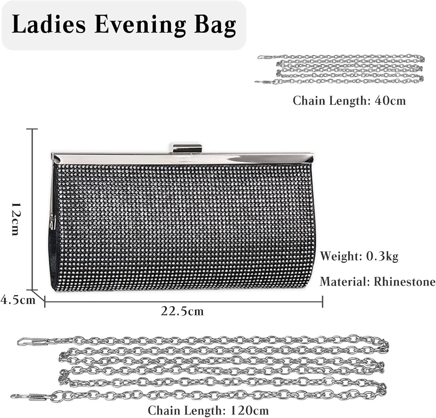 Rhinestones Evening Bags for Women Ladies Crystal Purse Sparkly Clutch Bag