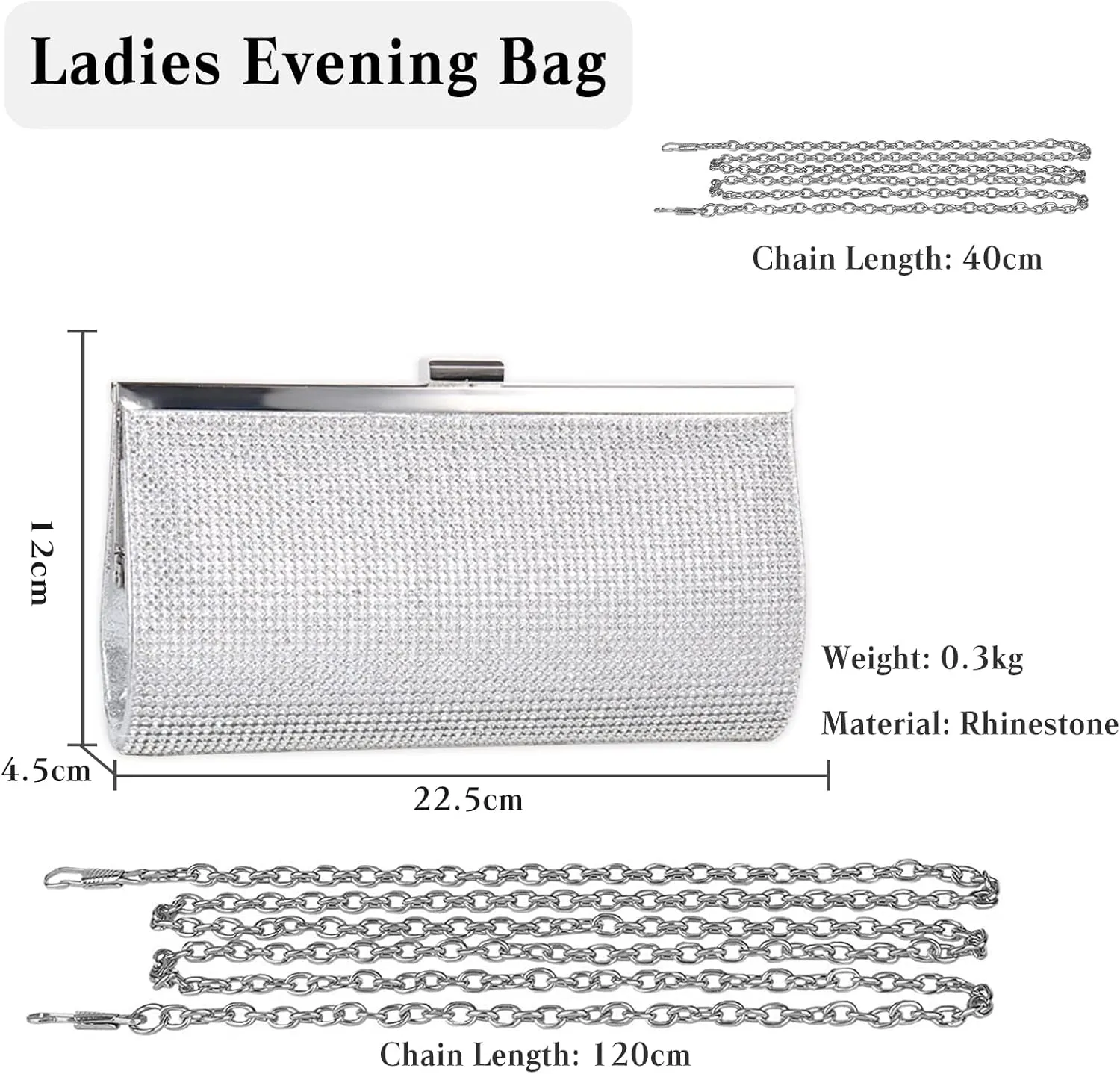 Rhinestones Evening Bags for Women Ladies Crystal Purse Sparkly Clutch Bag