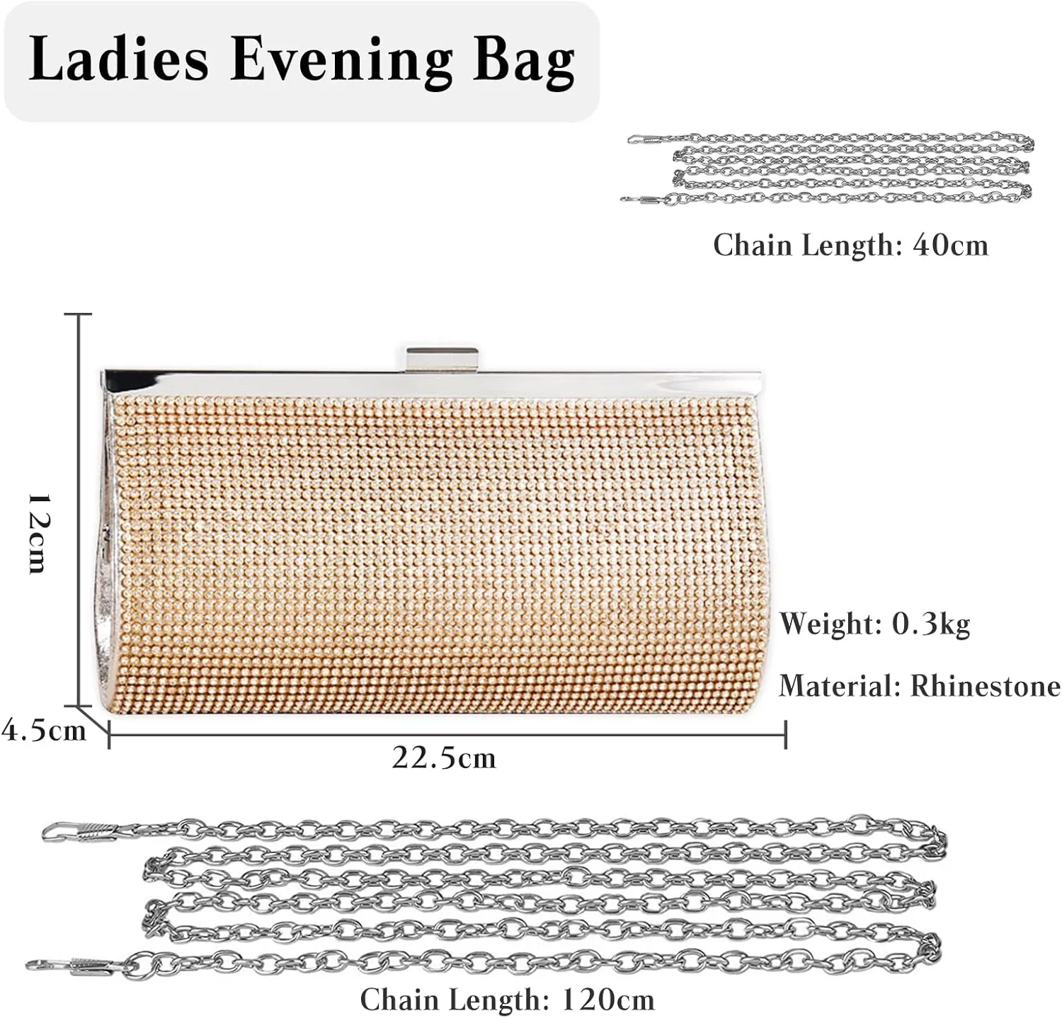 Rhinestones Evening Bags for Women Ladies Crystal Purse Sparkly Clutch Bag