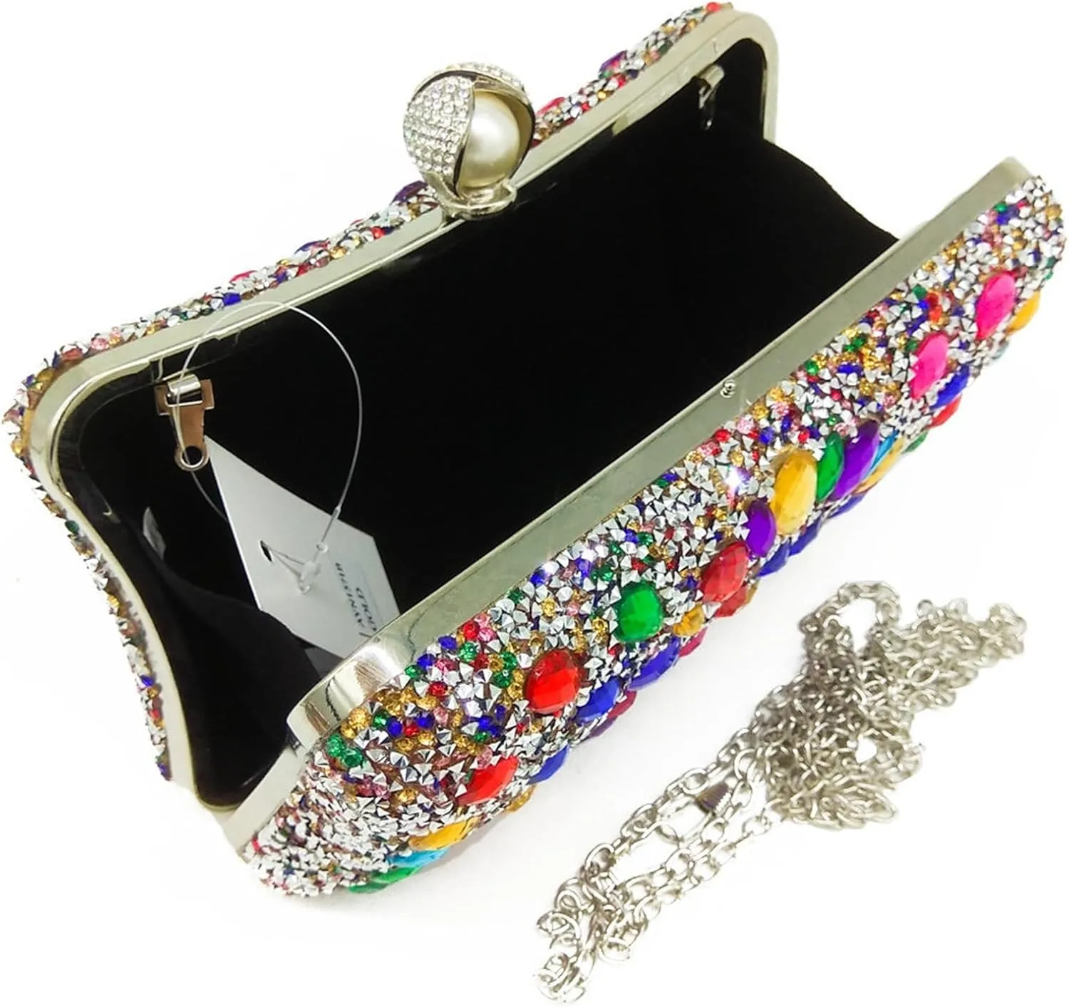 Sangeuhhlk Rhinestone Clutch Purse for Women Luxury Glitter Evening Rectangular Handbag Bride Prom Wedding Shoulder Purse(Silver)