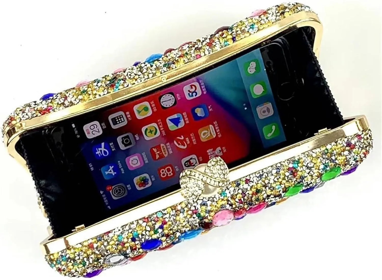 Sangeuhhlk Rhinestone Clutch Purse for Women Luxury Glitter Evening Rectangular Handbag Bride Prom Wedding Shoulder Purse(Silver)