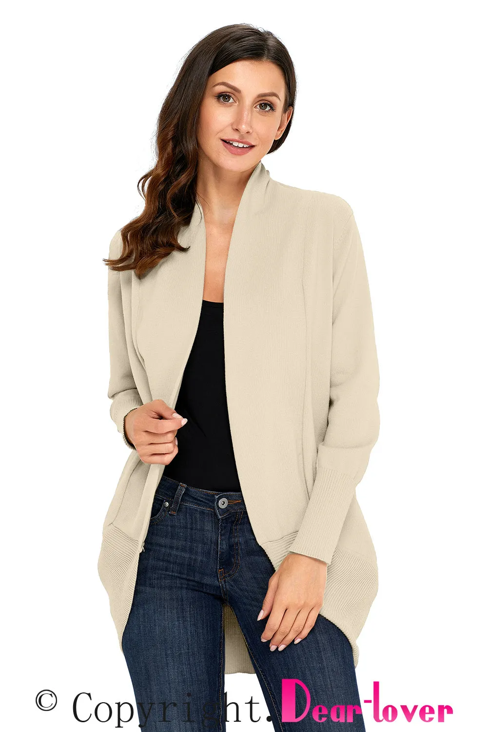 Sexy Apricot Super Soft Long Sleeve Open Cardigan