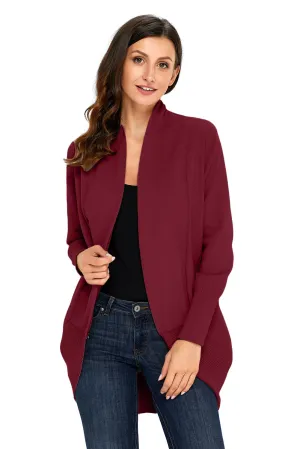 Sexy Burgundy Super Soft Long Sleeve Open Cardigan