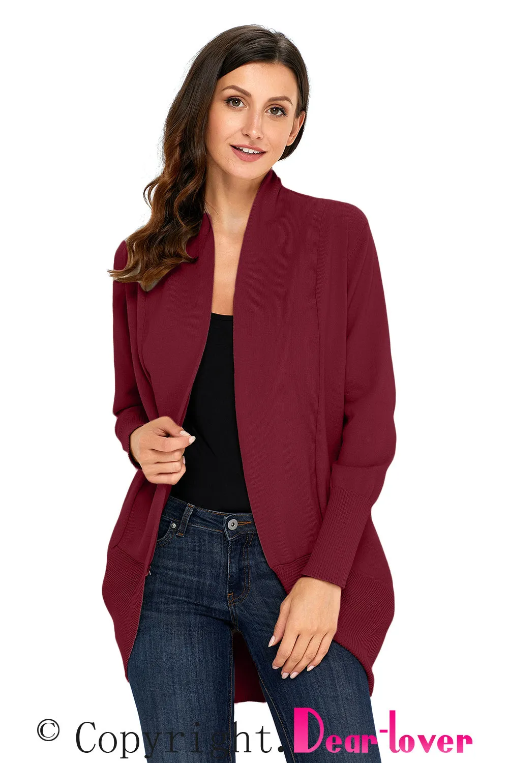 Sexy Burgundy Super Soft Long Sleeve Open Cardigan