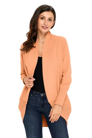 Sexy Light Orange Super Soft Long Sleeve Open Cardigan