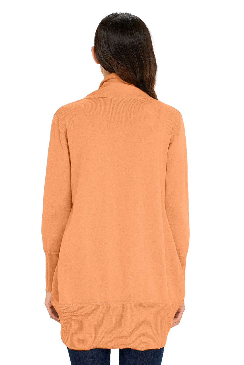 Sexy Light Orange Super Soft Long Sleeve Open Cardigan
