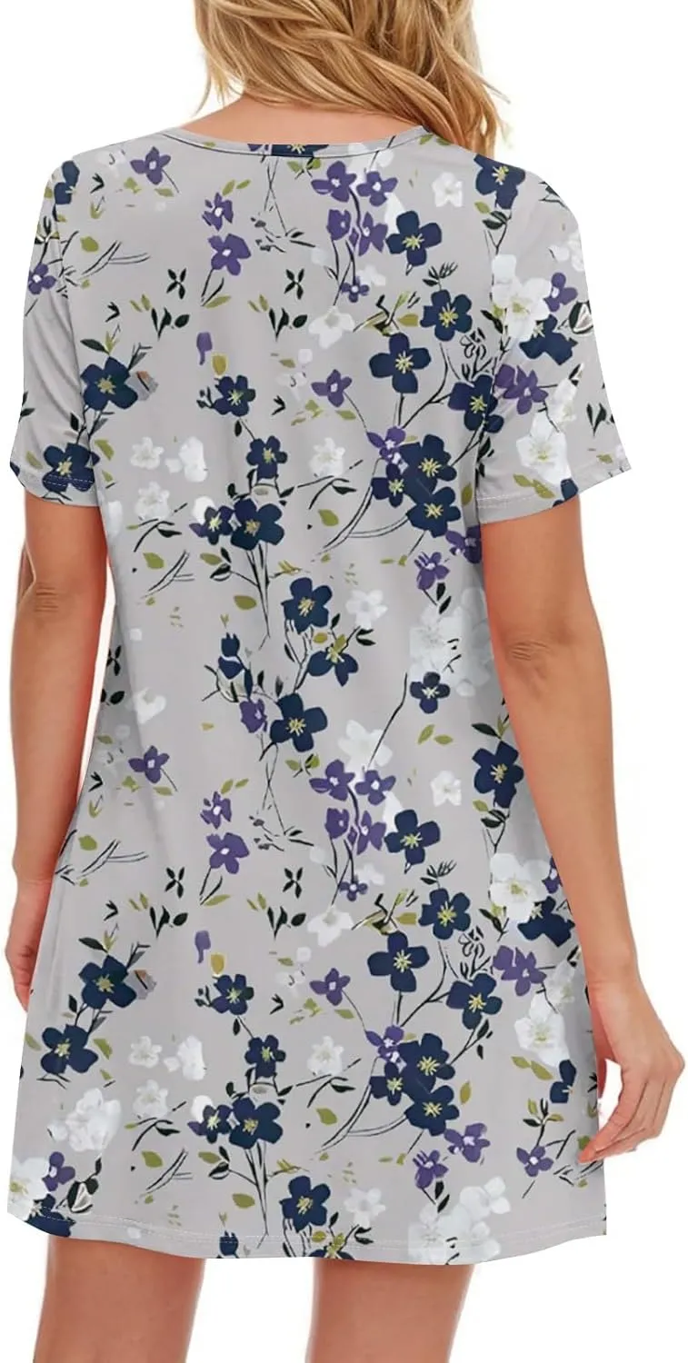 Summer Dresses for Women 2025 Sundresses Vneck Short Sleeves Tank Dress with Pockets Boho Skirt Going Out Dresses for Women