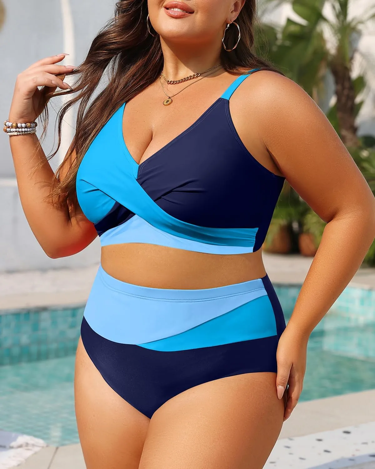 Tempt Me Plus Size Two Piece Swimsuit - Women High Waisted Bikini Set Tummy Control Bathing Suits