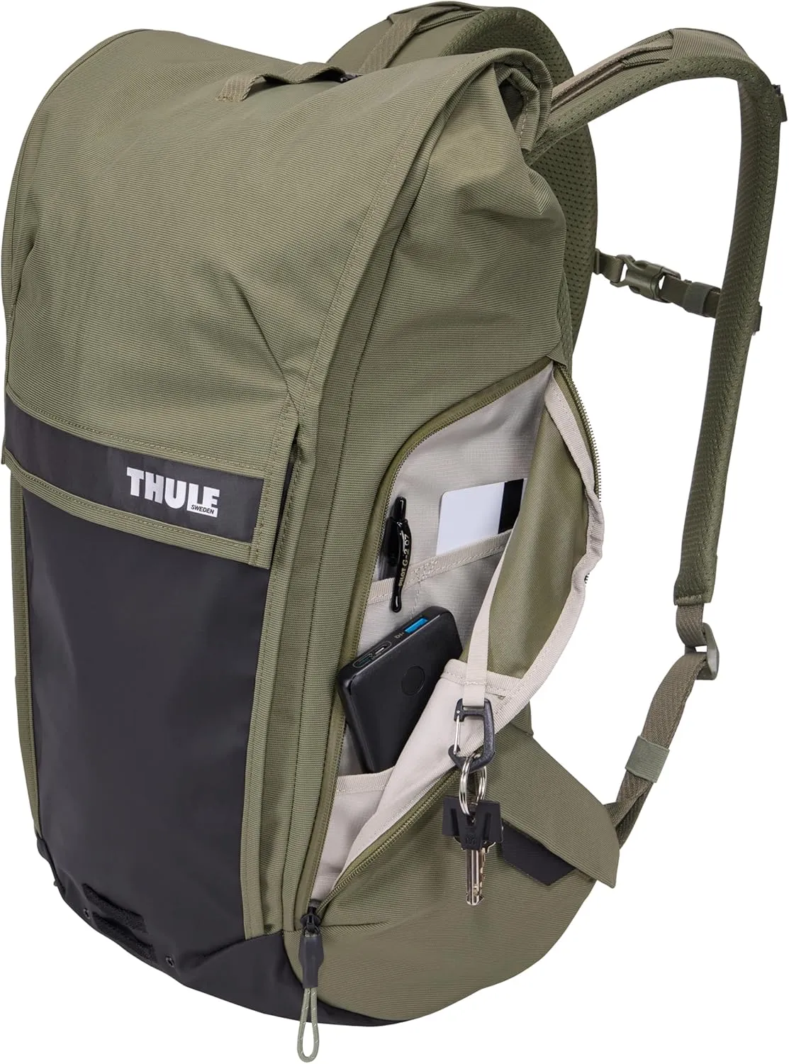 Thule Paramount Bike Commuter Backpack - 20L Capacity - Adjustable fit - 16" Padded Laptop Sleeve and 11" Tablet Pocket - Rolltop Closure - Side Phone Pocket - Taillight Loop