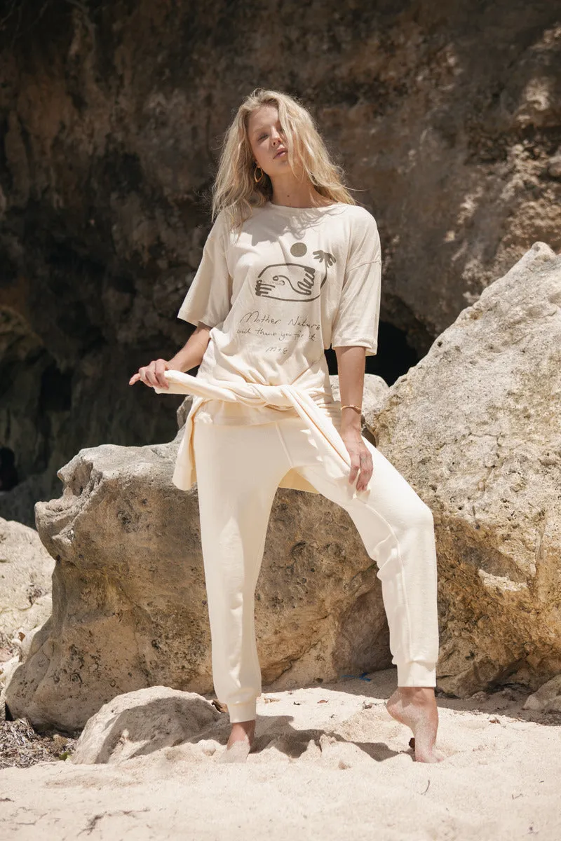 TIME OUT TERRY PANTS - CREAM