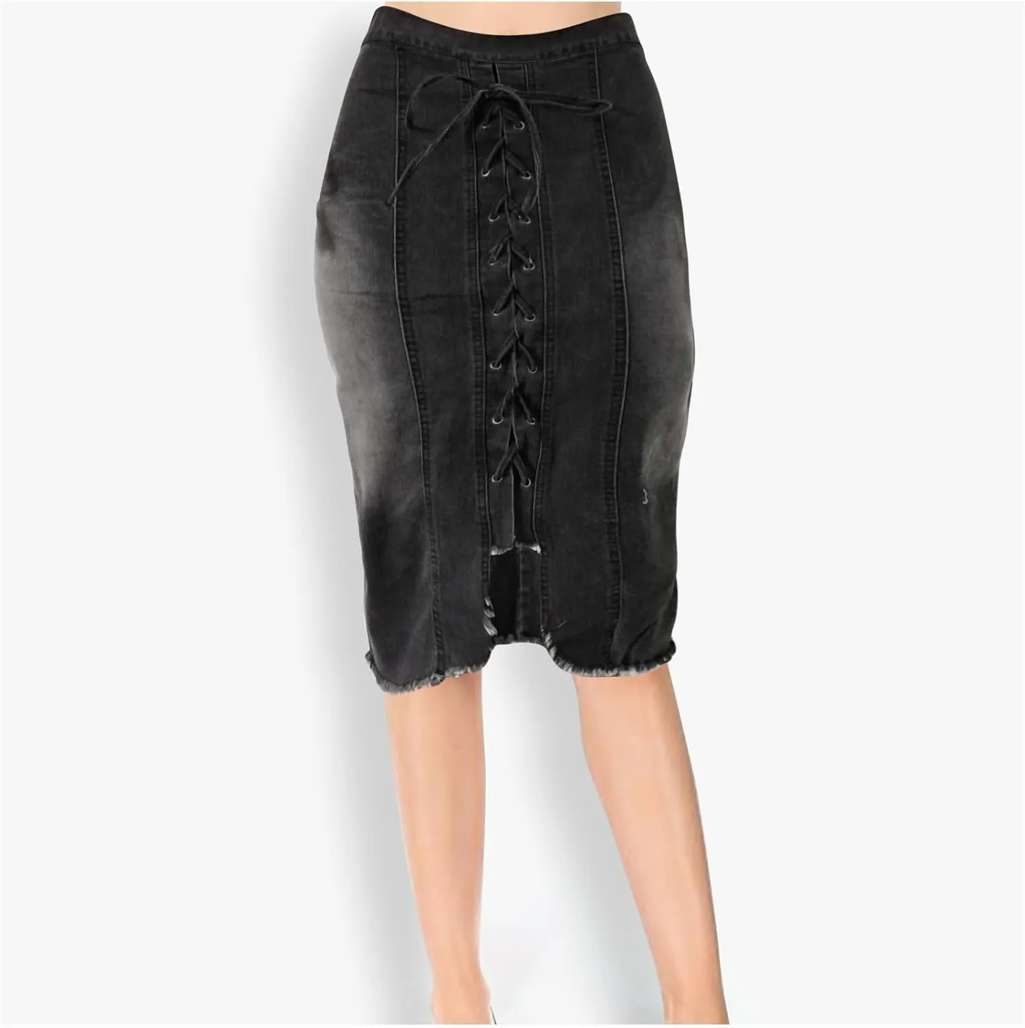 Trendy Skirts for Women Drawstring Lace Up Summer Skirt High Waisted Summer Denim Skirt for Spring Summer